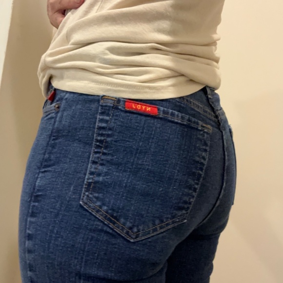 Vintage NYDJ Size 4 Dark Indigo Straight Leg Tummy Tuck Jeans Made in USA Comfy‎ - Picture 7 of 11